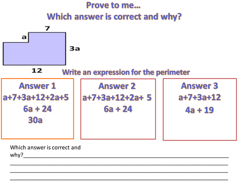 Collecting like terms = prove to me activity