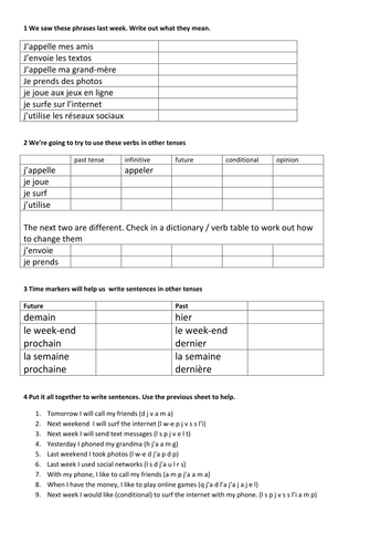 Avec mon portable - mobile phone resources
