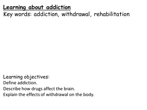drug addiction New KS3 CURRICULUM