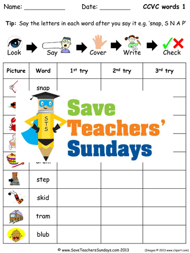 CCVC Spelling Worksheets and Dictation Sentences for Year 1