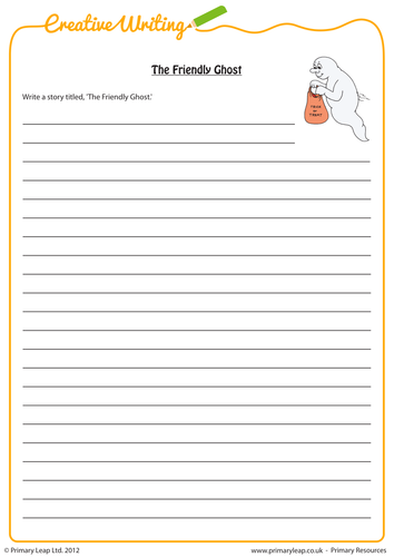 creative writing worksheet the friendly ghost teaching resources