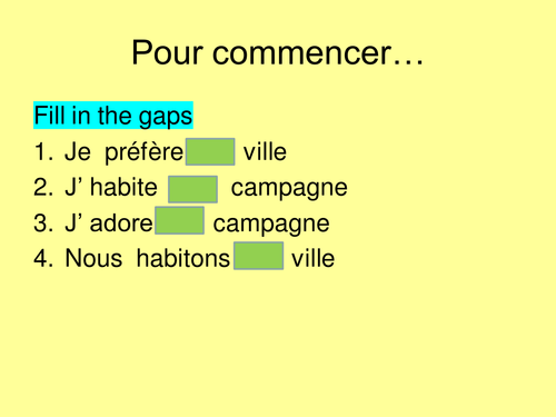 Tu preferes la ville ou la campagne?