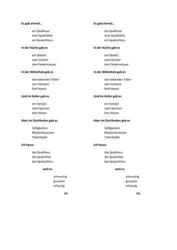 German halloween writing frame