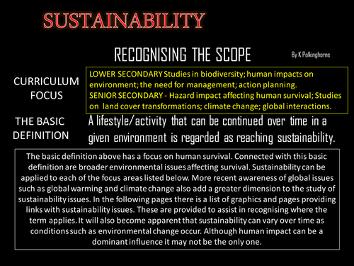 SUSTAINABILITY - DEFINITION AND SCOPE