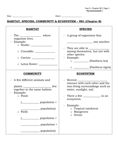 The Environment & Ecosystem - KS3 Science - Slides and Handouts