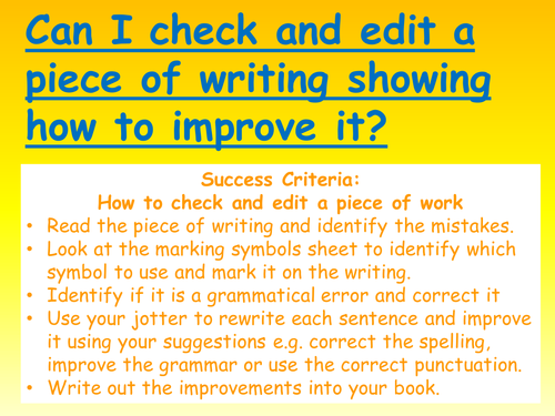 Check and Edit your writing lesson and resources