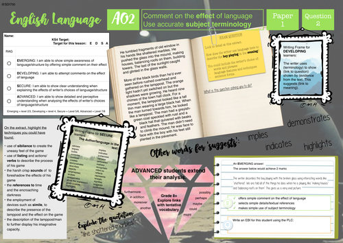 Aqa Language Exam Ao2 Learning Mat Paper 1 By Sdi700 Teaching