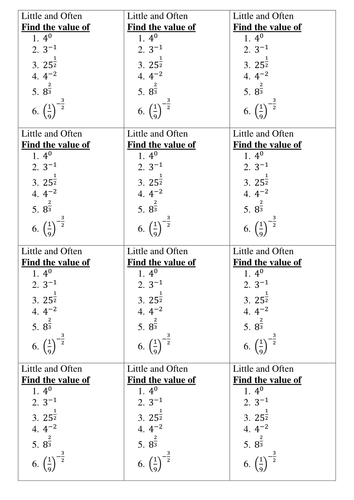 Little and often - Indices