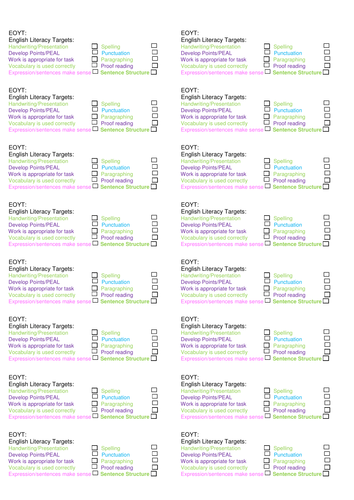 English Literacy labels