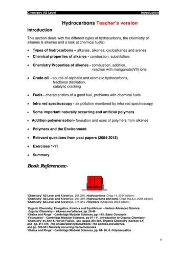 AS Organic chemistry Hydrocarbons