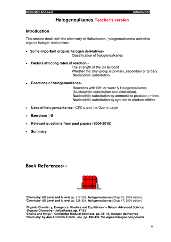 AS Organic chemistry Halogenoalkanes