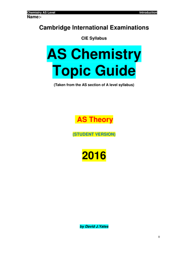 AS Chemistry Theory,  (entire AS syllabus)