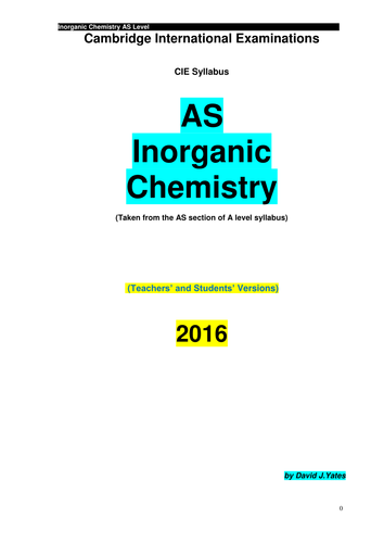 AS Inorganic chemistry