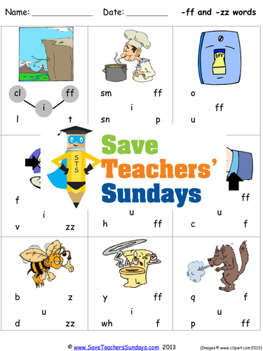 Ff and Zz Phonics Worksheets, Activities, Flash Cards and Other Teaching Resources