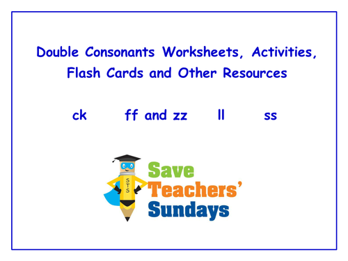 Double Consonants Worksheets, Activities, Flash Cards and Other Teaching Resources