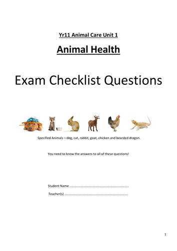 Unit 1 Exam Question Checklist