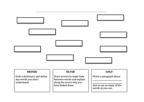 Building Vocabulary differentiated starter activity