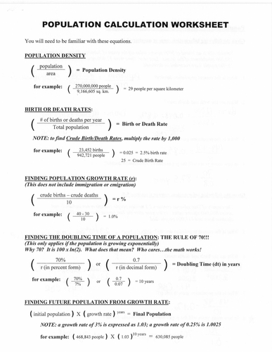 Worksheets Population Density Worksheet primary people and environment teaching resources population tes calculation worksheet with answers