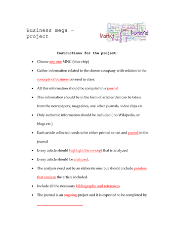IGCSE Business Studies - Two year project