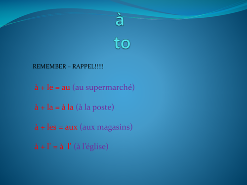 à + definite article in French - Powerpoint including task