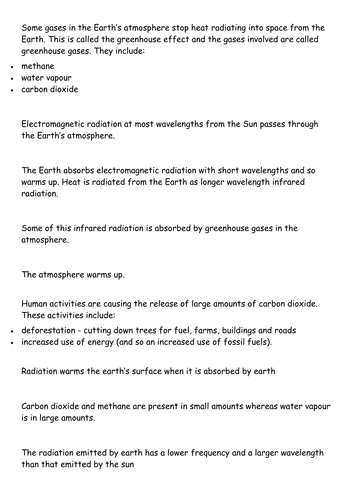 KS4 green house effect new curriculum