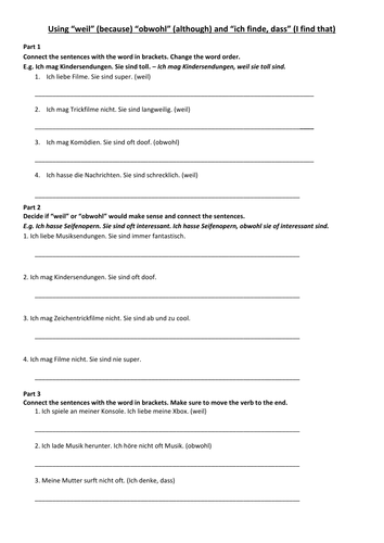 Subordinate sentences and media