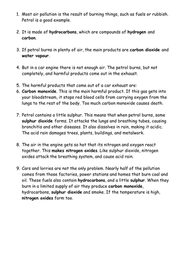 KS4 air pollution new specification