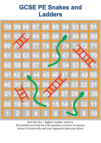Edexcel GCSE PE (old spec) Snakes and Ladders