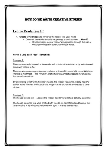 Complete student toolkit for creative writing