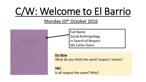 Introduction Lesson to In Search of Respect