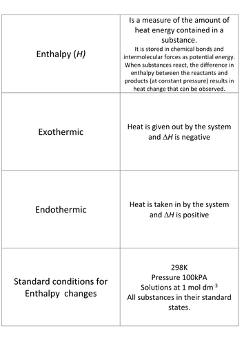 Enthalpy Flashcards