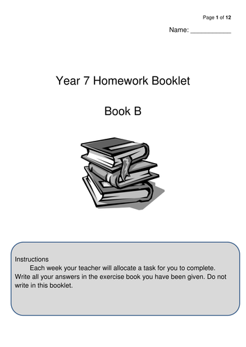 English homework booklets for year 7 -- 2 levels of difficulty