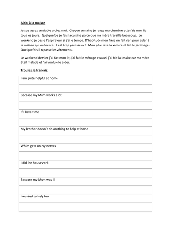 Aider à la Maison - helping at home/ chores Bundle