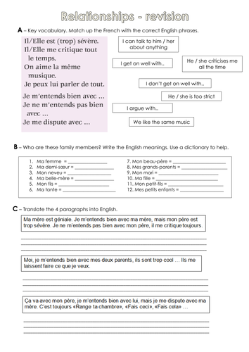 Relationships revision booklet