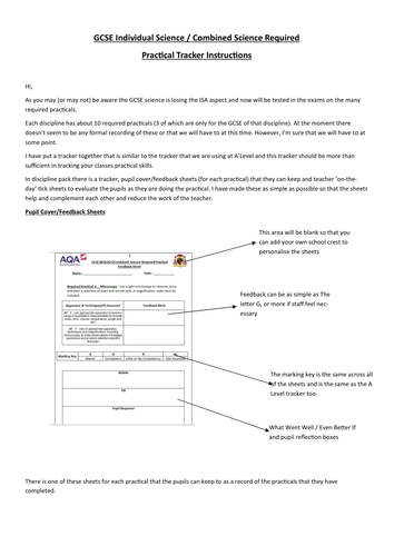 AQA GCSE Science Required Practical Tracker Instructions