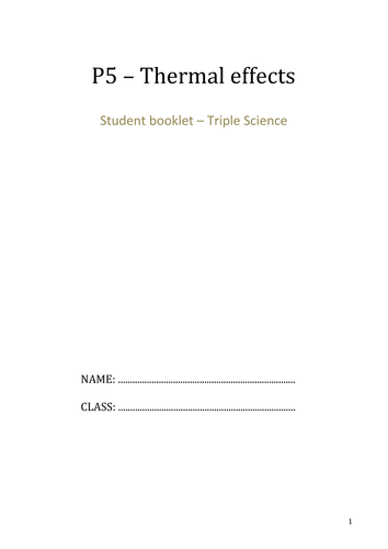 Physics IGCSE 0625 Student Booklet Complete Lesson - Thermal effects