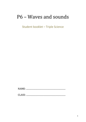 Physics IGCSE 0625 Student Booklet Complete Lesson - Waves and sound
