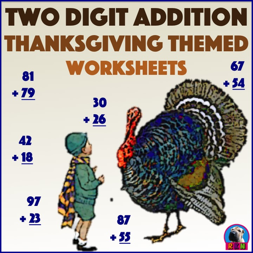 Two Digit Addition - Thanksgiving Themed Worksheets - Vertical
