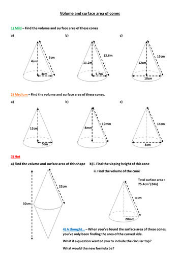 volume-and-surface-area-of-cones-teaching-resources