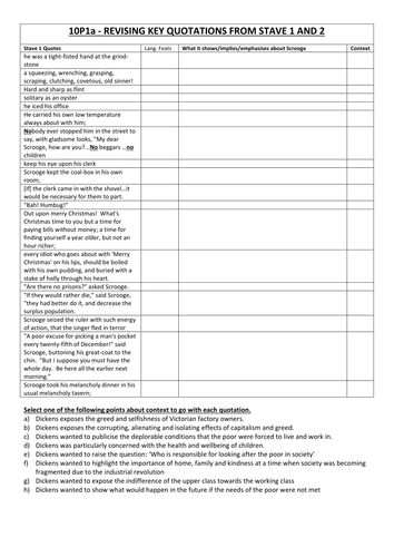 A Christmas Carol differentiated questions covering all Staves. for 1-9 ...