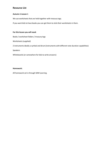 Musical Elements - 8 Week Unit