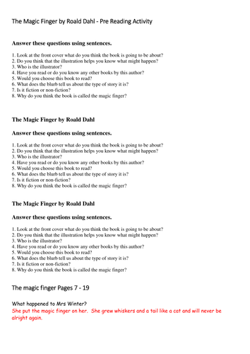 Roald Dahl The Magic Finger - 3 weeks Guided Reading