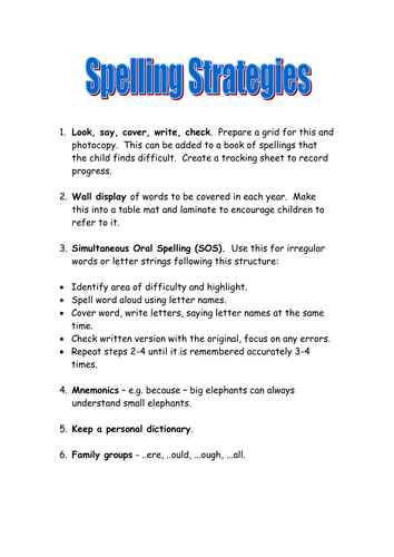 Spelling Rules and Strategies