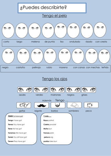 Step by step physical description in Spanish