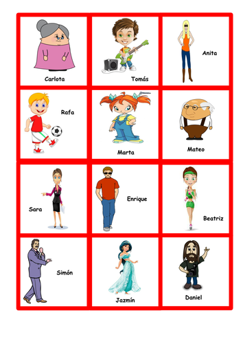 KS3 Spanish - guess who game