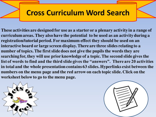 A Cross Curricular Word Search Collection