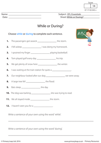 English Worksheet - While or During?