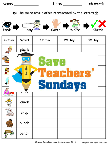 Ch Words Spelling Worksheets and Dictation Sentences for Year 1