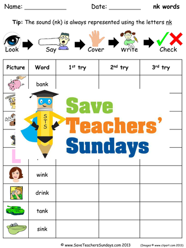 Nk Words Spelling Worksheets and Dictation Sentences for Year 1