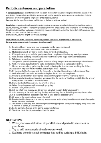 Parallelism and periodic sentences